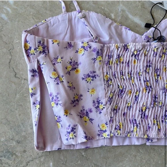 ZARA Floral Bustier Top (small, pink/purple) - Picture 4 of 4